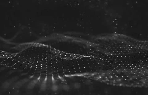 Abstract polygonal space low poly dark background with connecting dots and li Illustrazione stock