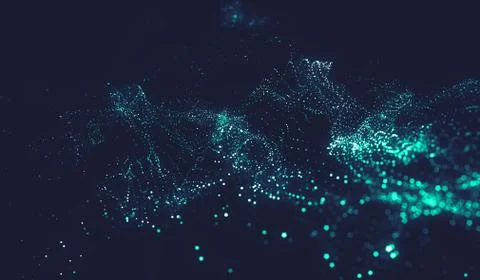 Abstract polygonal space low poly dark background with connecting dots and li Stock-Illustration