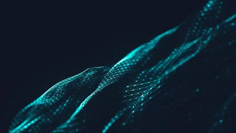 Abstract polygonal space low poly dark background with connecting dots and li Stock Illustration