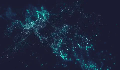 Abstract polygonal space low poly dark background with connecting dots and li Stock Illustration