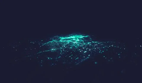 Abstract polygonal space low poly dark background with connecting dots and li Stock Illustration