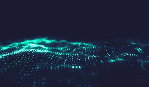 Abstract polygonal space low poly dark background with connecting dots and li Stock Illustration