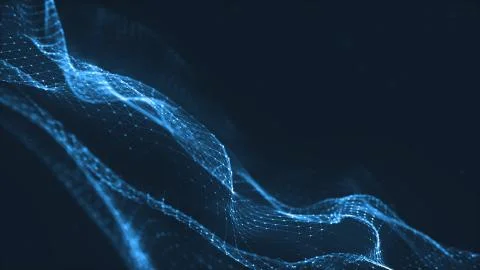 Abstract polygonal space low poly dark background with connecting dots and li Illustrazione stock