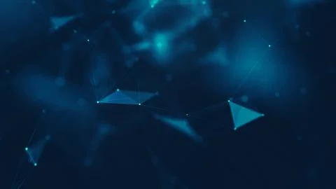 Abstract polygonal space low poly dark background with connecting dots and li Illustrazione stock