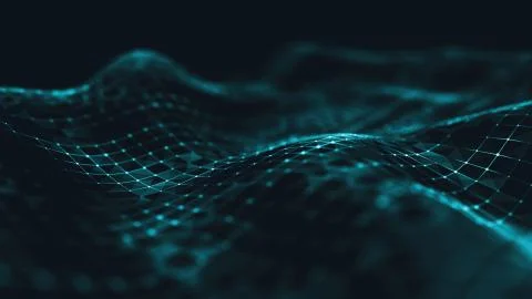 Abstract polygonal space low poly dark background with connecting dots and li Illustrazione stock