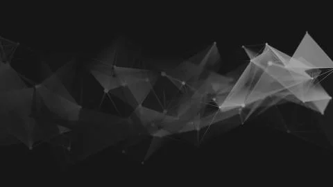Abstract polygonal space low poly dark background with connecting dots and li Illustrazione stock
