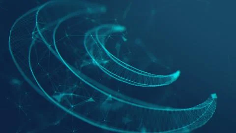 Abstract polygonal space low poly dark background with connecting dots and li Stock Illustration