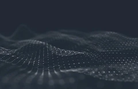 Abstract polygonal space low poly dark background with connecting dots and li Stock Illustration