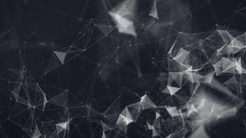 Abstract polygonal space low poly dark background with connecting dots and li Stock Illustration
