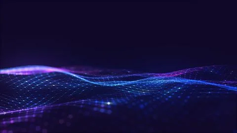 Abstract polygonal space low poly dark background with connecting dots and li Stock Illustration