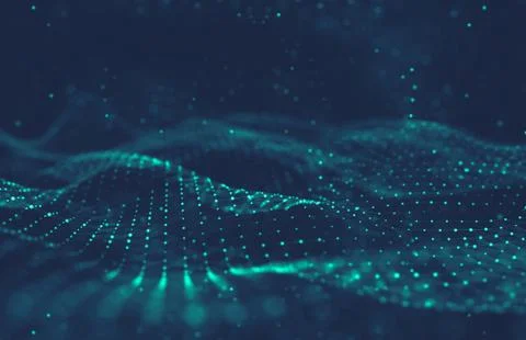 Abstract polygonal space low poly dark background with connecting dots and li Stock Illustration