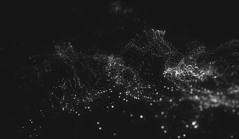 Abstract polygonal space low poly dark background with connecting dots and li Stock Illustration