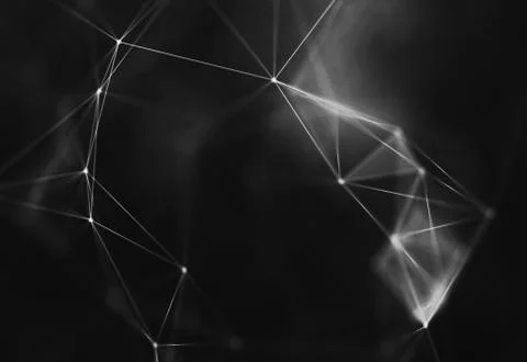 Abstract polygonal space low poly dark background with connecting dots and li Stock Illustration