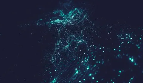 Abstract polygonal space low poly dark background with connecting dots and li Stock Illustration