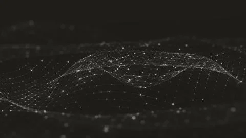 Abstract polygonal space low poly dark background with connecting dots and li Stock-Illustration