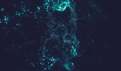 Abstract polygonal space low poly dark background with connecting dots and li Stock Illustration