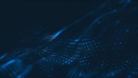 Abstract polygonal space low poly dark background with connecting dots and li Stock Illustration