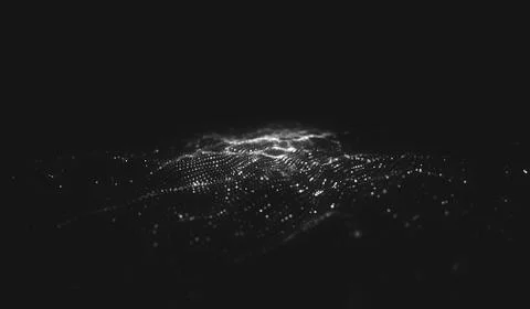 Abstract polygonal space low poly dark background with connecting dots and li Stock Illustration