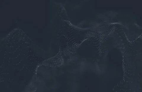 Abstract polygonal space low poly dark background with connecting dots and li Stock Illustration