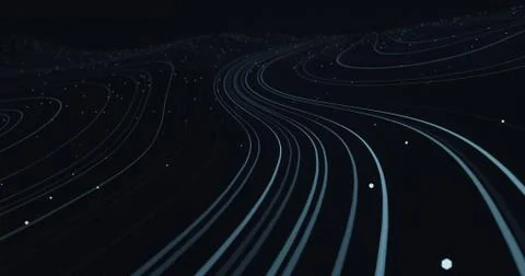 Abstract polygonal space low poly dark background with lines. Stock Illustration