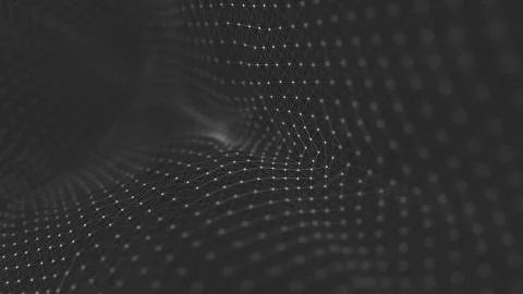 Abstract polygonal space low poly dark background with connecting dots and li Stock Illustration