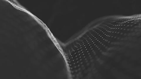 Abstract polygonal space low poly dark background with connecting dots and li Stock Illustration