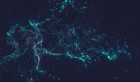 Abstract polygonal space low poly dark background with connecting dots and li Stock Illustration