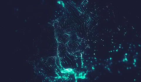 Abstract polygonal space low poly dark background with connecting dots and li Stock Illustration