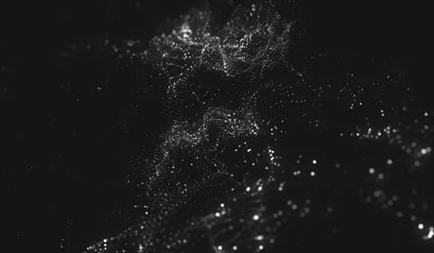 Abstract polygonal space low poly dark background with connecting dots and li Stock Illustration