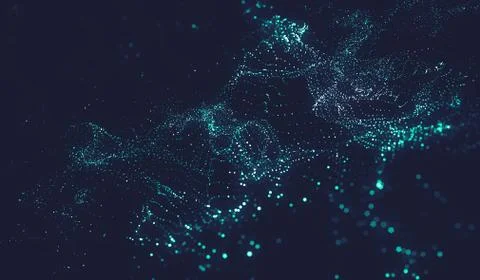 Abstract polygonal space low poly dark background with connecting dots and li Stock Illustration