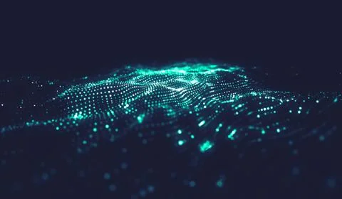 Abstract polygonal space low poly dark background with connecting dots and li Stock Illustration