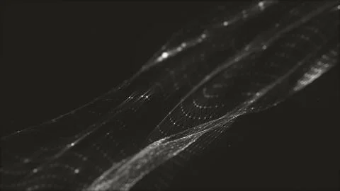 Abstract polygonal space low poly dark background with connecting dots and li Stock Illustration