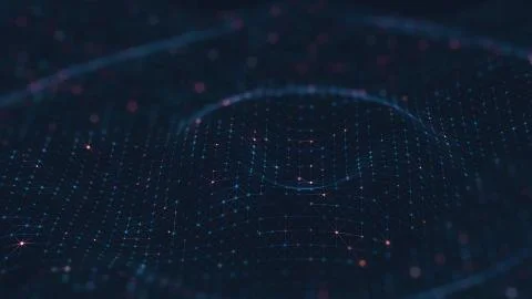 Abstract polygonal space low poly dark background with connecting dots and li Illustrazione stock