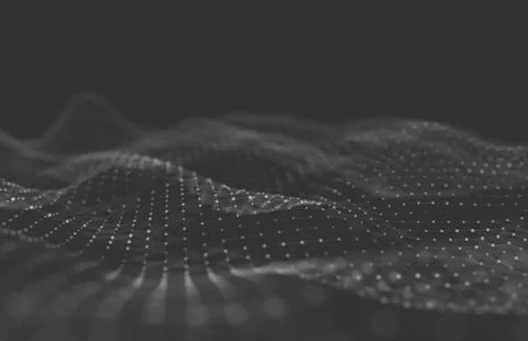 Abstract polygonal space low poly dark background with connecting dots and li Stock Illustration