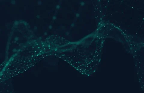 Abstract polygonal space low poly dark background with connecting dots and li Stock-Illustration
