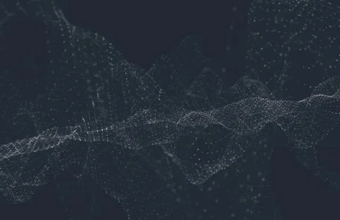 Abstract polygonal space low poly dark background with connecting dots and li Stock Illustration