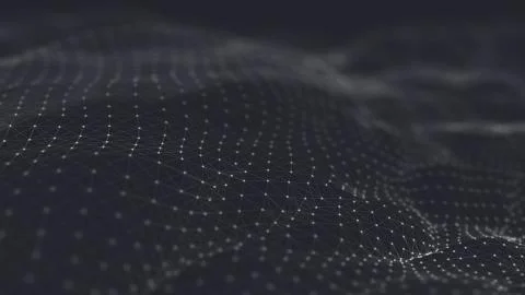 Abstract polygonal space low poly dark background with connecting dots and li Illustrazione stock