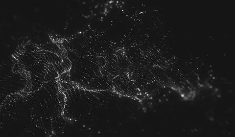 Abstract polygonal space low poly dark background with connecting dots and li Stock Illustration