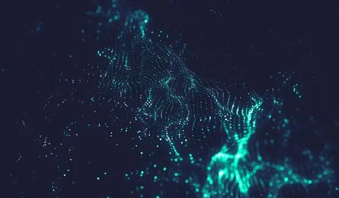 Abstract polygonal space low poly dark background with connecting dots and li Stock Illustration