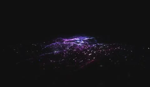 Abstract polygonal space low poly dark background with connecting dots and li Stock Illustration