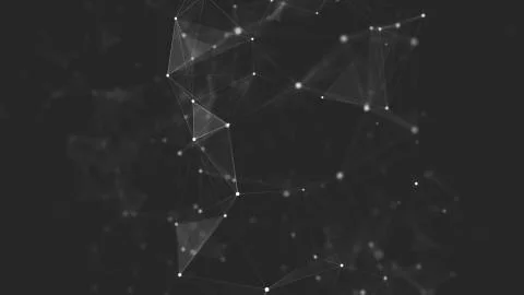 Abstract polygonal space low poly dark background with connecting dots and li Stock Illustration