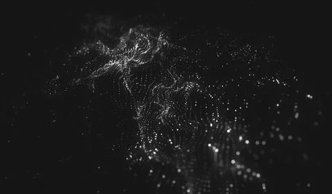 Abstract polygonal space low poly dark background with connecting dots and li Illustrazione stock