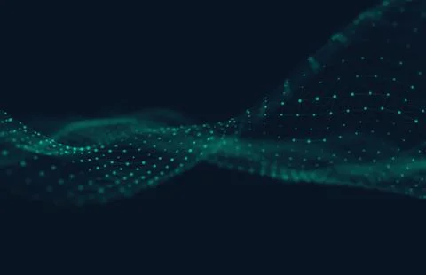 Abstract polygonal space low poly dark background with connecting dots and li Stock Illustration