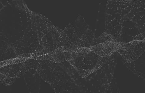 Abstract polygonal space low poly dark background with connecting dots and li Stock Illustration