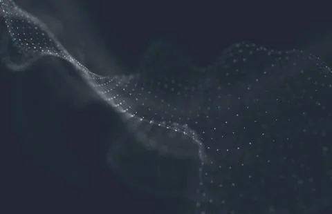 Abstract polygonal space low poly dark background with connecting dots and li Stock Illustration