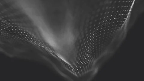 Abstract polygonal space low poly dark background with connecting dots and li Stock Illustration