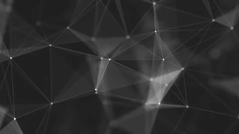 Abstract polygonal space low poly dark background with connecting dots and li Illustrazione stock