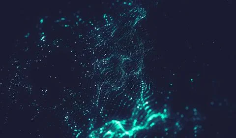 Abstract polygonal space low poly dark background with connecting dots and li Stock Illustration