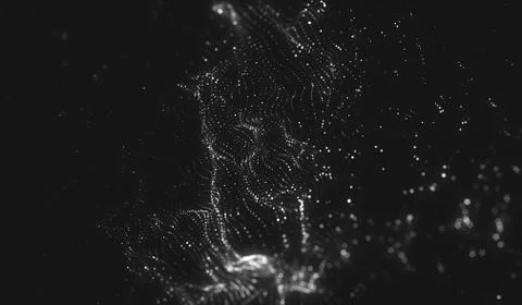 Abstract polygonal space low poly dark background with connecting dots and li Stock Illustration