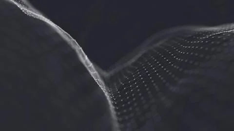 Abstract polygonal space low poly dark background with connecting dots and li Stock Illustration